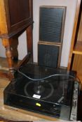 A VINTAGE FERGUSON RECORD DECK AND PAIR OF THORN SPEAKERS