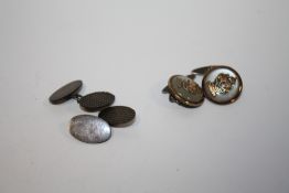TWO PAIRS OF SILVER CUFFLINKS
