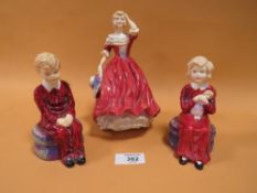 THREE CERAMIC PARAGON FIGURES COMPRISING OF 'CAROLE', 'DAVID' AND 'SPRING'