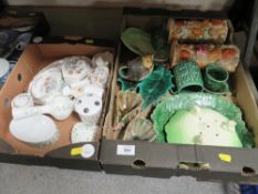 A TRAY OF MOSTLY SYLVAC CERAMICS TO INCLUDE A PAIR OF SHELL PATTERN VASES, TOGETHER WITH A SMALL