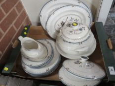 A TRAY OF ROYAL DOULTON OLD COLONY DINNERWARE TO INCLUDE TUREENS, PLATES ETC.