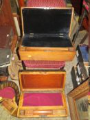 TWO WALNUT TYPE WRITING SLOPES