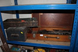 TWO SMALL TOOL CHESTS PLUS A SMALL TRY OF SPANNERS ETC