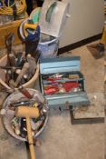 A SELECTION OF MIXED TOOLS ETC TO INCLUDE A TOOLBOX WITH CONTENTS