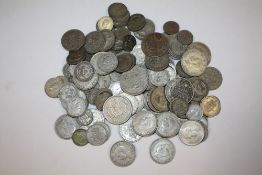 A BAG OF ANTIQUE COINAGE TO INCLUDE HALF CROWNS ETC.