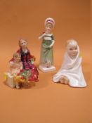 THREE SMALL ROYAL DOULTON FIGURES COMPRISING OF THIS LITTLE PIG HN 2125, RUTH HN 2799 AND THE LITTLE