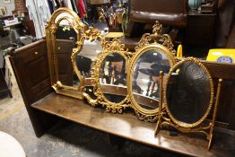 A COLLECTION OF MODERN REPRODUCTION GILT FRAMED MIRRORS TO INC A SWING MIRROR (5)