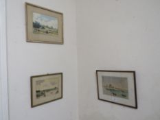 THREE ASSORTED FRAMED AND GLAZED WATERCOLOURS TO INCLUDE A HARBOUR SCENE