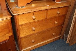 AN ANTIQUE BURR FOUR DRAWER CHEST A/F W -107 CM