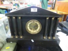 A VINTAGE SLATE MANTLE CLOCK