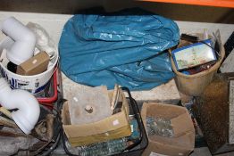 A LARGE SELECTION OF MIXED PARTS, TOOLS, NAILS ETC PLUS A TOOL CHEST