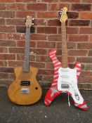TWO HAND MADE ELECTRIC GUITARS FOR COMPLETION. Encore with axe type body and a mahogany boarded
