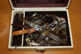 A BOX OF WRIST WATCHES ETC