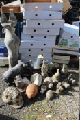 A SELECTION OF STONE AND CERAMIC ANIMAL GARDEN ORNAMENTS (17)