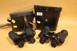 A PAIR OF DENHILL 8X32 BINOCULARS TOGETHER WITH A PAIR OF SWIFT TECNAR 8X40 BINOCULARS