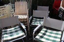 FOUR DIRECTOR STYLE METAL FRAMED CHAIRS