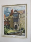 A FRAMED OIL ON CANVAS DEPICTING A TUDOR BUILDING, SIGNED A.S. PHILLIPS 1975