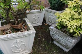 THREE MATCHING PLANTERS AND ANOTHER PLUS CONTENTS ( 4 )