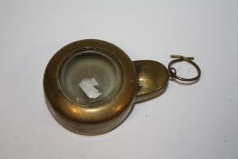 AN ANTIQUE BRASS MINORS POCKET WATCH CASE