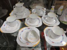 A SHELLEY PART COFFEE SET 1179 S/D TOGETHER WITH A FLORAL SHELLEY CUP AND SAUCER