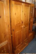 A HONEY PINE DOUBLE WARDROBE H-183 CM W-95 CM