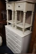A MODERN CREAM CHEST AND PAIR OF BEDSIDE CABINETS (3)