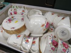 A TRAY OF ROYAL VICTORIA SUMMER ROSE PATTERN CHINA