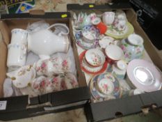 TWO TRAYS OF ASSORTED CHINA TO INCLUDE ROYAL ALBERT, AYNSLEY ETC.