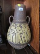 A LARGE TWIN HANDLED WEST GERMAN FIGURATIVE VASE