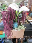 A SMALL QUANTITY OF VASES CONTAINING FAUX FLOWERS
