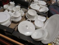A LARGE COLLECTION OF UNFINISHED, UNMARKED WHITE CHINA IN THE STYLE OF ROYAL ALBERT TO INCLUDE