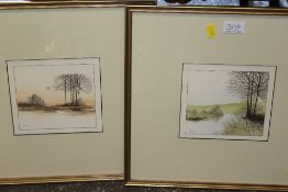 A PAIR OF FRAMED AND GLAZED PRINTS DEPICTING RIVER SCENES