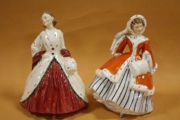 A ROYAL DOULTON 'NOELLE' FIGURE HN 2179 TOGETHER WITH 'THE ERMINE COAT' HN 1981