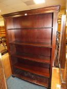 A REPRODUCTION MAHOGANY OPEN BOOKCASE H- 182 CM W - 110 CM