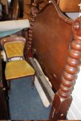A LARGE MAHOGANY BARLEYTWIST HEADBOARD W-148 CM AND A MAHOGANY CHAIR (2)