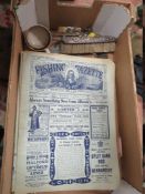 A SMALL QUANTITY OF COLLECTABLES TO INCLUDE VINTAGE COPIES OF THE FISHING GAZETTE, HALLMARKED SILVER