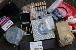 A MIXED CAGE TO INCLUDE TOYS, STATIONERY, TOOLS ETC A/F