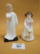 A ROYAL DOULTON DADDY'S GIRL FIGURE HN 3435 TOGETHER WITH A ROYAL DOULTON DARLING FIGURE HN 1985 (2)