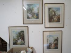 A SET OF FOUR FRAMED AND GLAZED PRINTS DEPICTING CLASSICAL SCENES WITH FIGURES SIGNED LOWER RIGHT