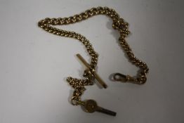 AN ANTIQUE POCKET WATCH ALBERT CHAIN & KEY