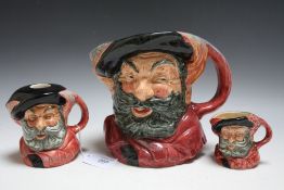 THREE GRADUATING ROYAL DOULTON CHARACTER JUGS - FALSTAFF, consisting of small D6519, medium D6385 w