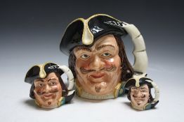 THREE GRADUATING ROYAL DOULTON CHARACTER JUGS - CAPTAIN MORGAN, consisting of small D6510, medium