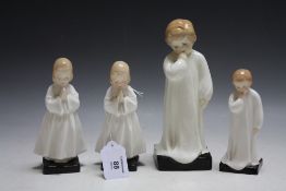 FOUR ROYAL DOULTON FIGURES CONSISTING OF DARLING HN1319, a small version of Darling HN1985 and two