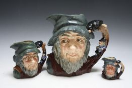 THREE GRADUATING ROYAL DOULTON CHARACTER JUGS - RIP VAN WINKLE, consisting of small D6517, medium D