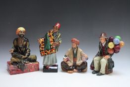 FOUR ROYAL DOULTON FIGURES - OMAR KHAYYAM HN2247, together with Medicant HN1365, The Carpet Seller