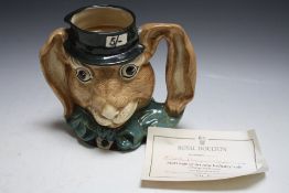 ROYAL DOULTON PROTOTYPE CHARACTER JUG SAMPLE OF THE MARCH HARE, coming with Doulton certificate of