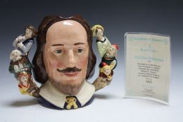 LIMITED EDITION ROYAL DOULTON CHARACTER JUG - WILLIAM SHAKESPEARE D6933, number 1422 with certifica