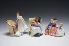 THREE ROYAL DOULTON FIGURES CONSISTING OF 'BEAT YOU TO IT' HN2871, Bedtime Story and Sweat Dreams A