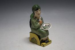 A KEVIN DAVIS PROMOTIONAL RELEASE 'MINI CLARICE' CLARICE CLIFF TOBY JUG - GREEN COLOURWAY, H 16.5