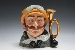 ROYAL DOULTON CHARACTER JUG - VETERAN MOTORIST WITH GOLDEN HORN D6633, H 20 cm
